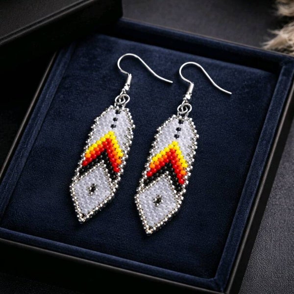 Beaded Feather Earring