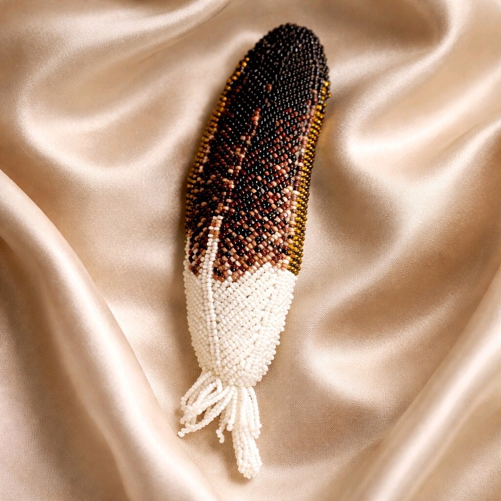 Eagle Feather Beaded Hair Barrette