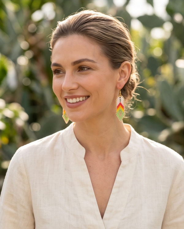 Beaded Feather Earring