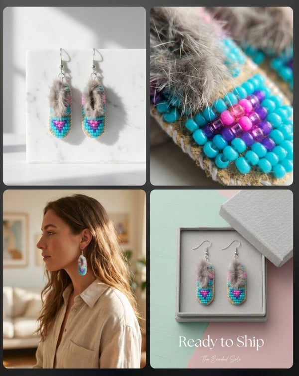 Beaded Handmade Mini Moc Earrings