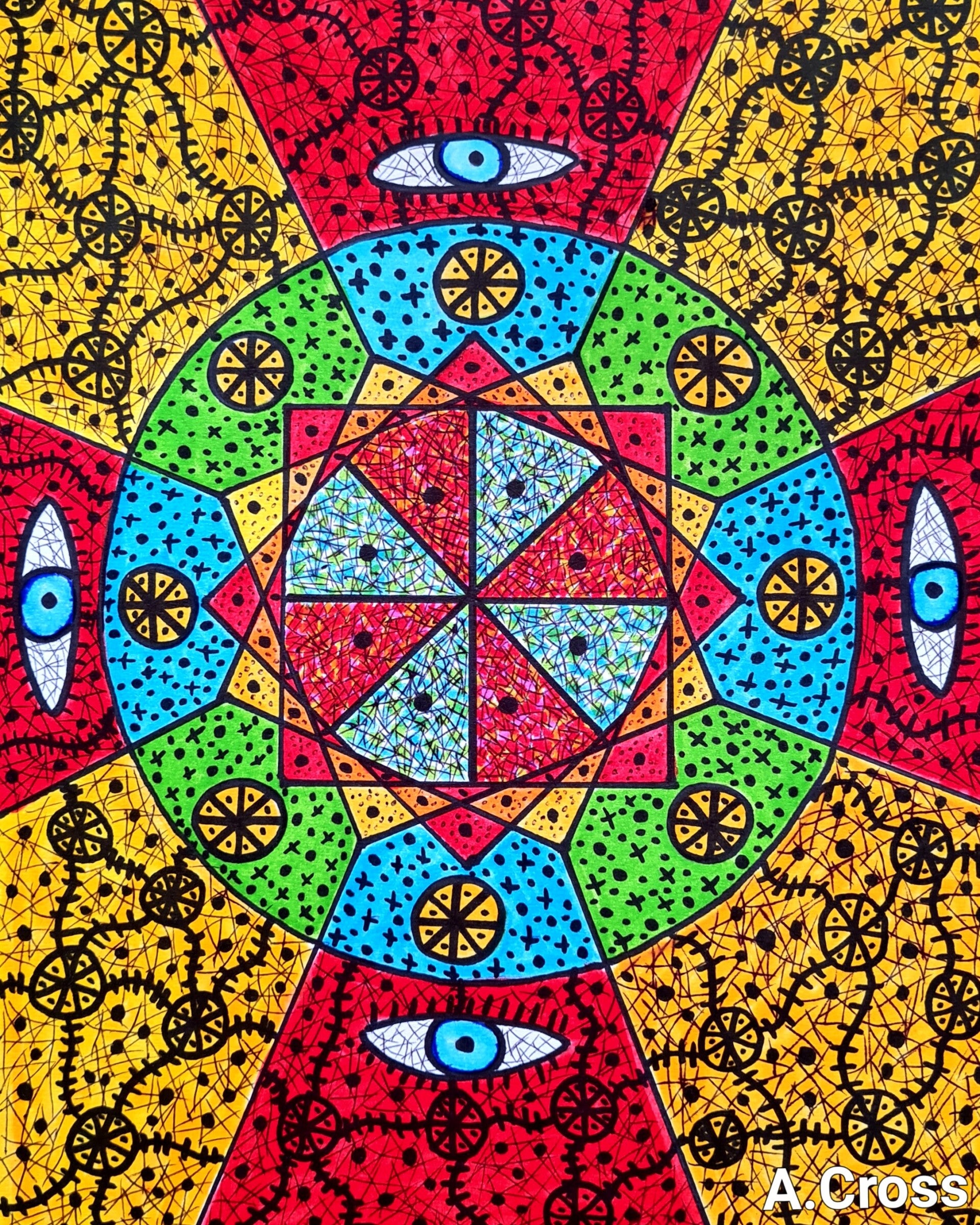 Mandala with blue eyes