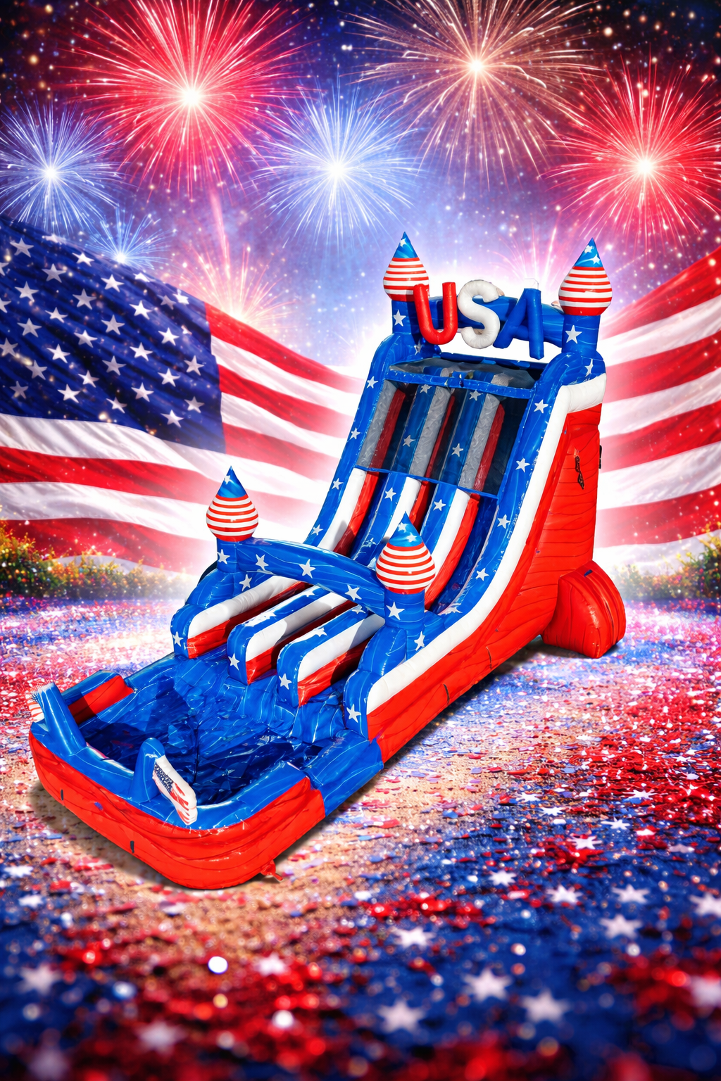 18' USA Dual Lane Slide