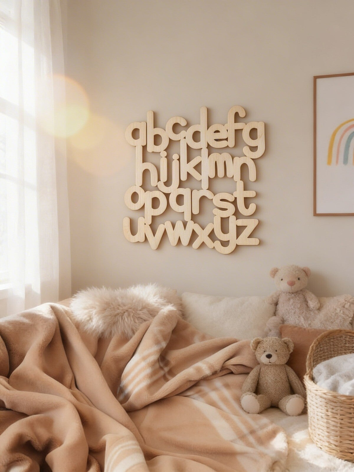 Houten Alfabet decoratiebord