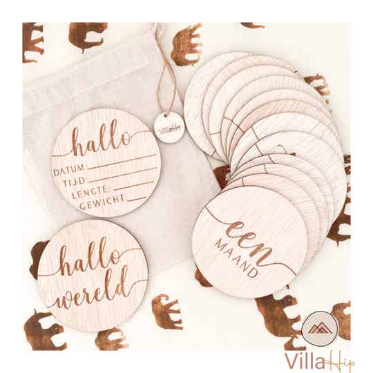 Houten mijlpaalkaarten