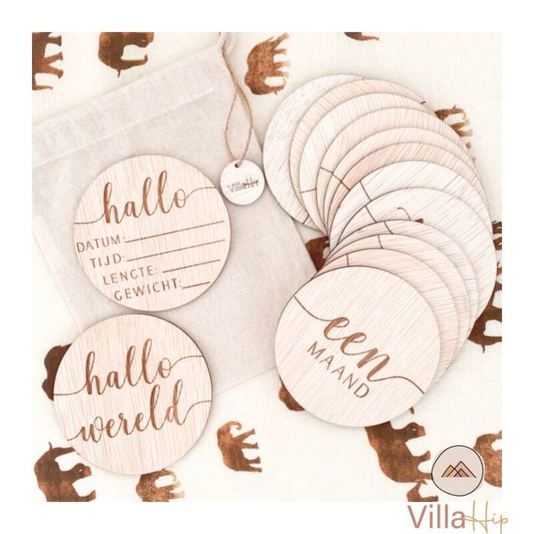 Houten mijlpaalkaarten