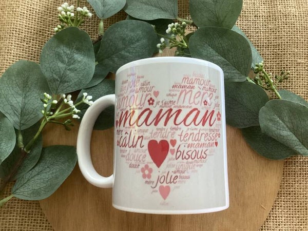 Tasse « cœur avec message pour maman »