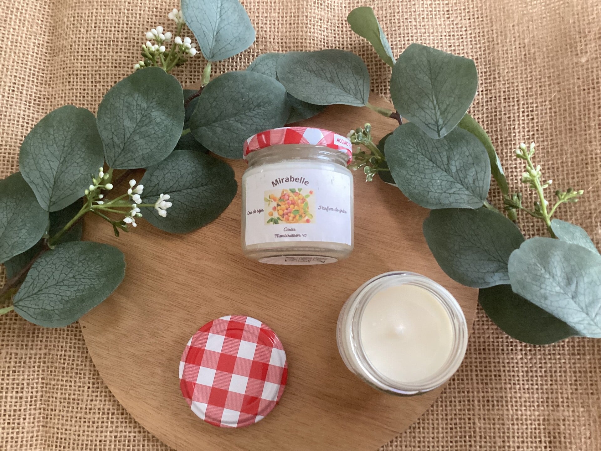 Bougie imitation pot de confiture, senteur « Mirabelle »