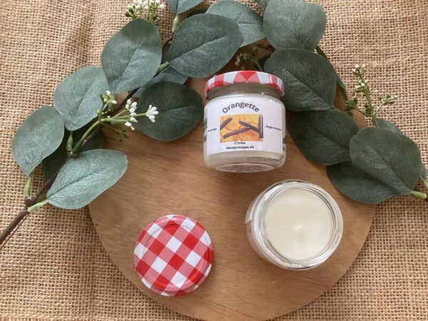 Bougie imitation pot de confiture, senteur « ORANGETTE »