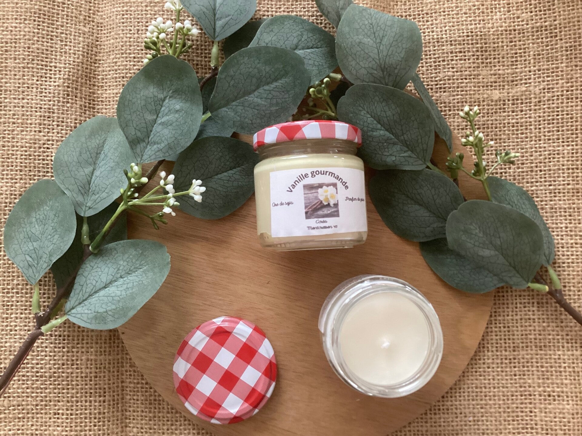 Bougie imitation pot de confiture, senteur « VANILLE GOURMANDE »
