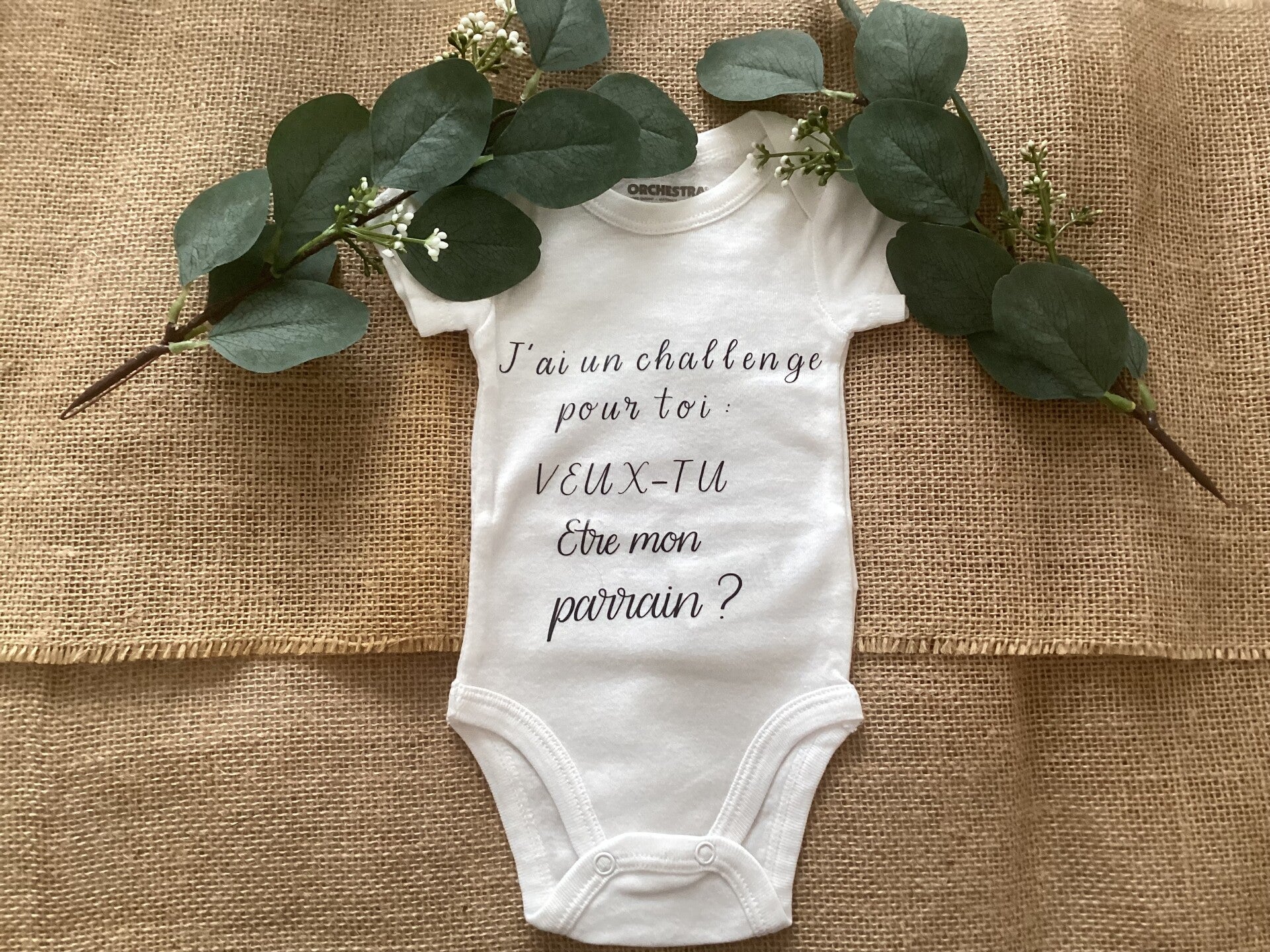 Body personnalisé "J'ai un challenge pour toi : Veux-tu être mon parrain"