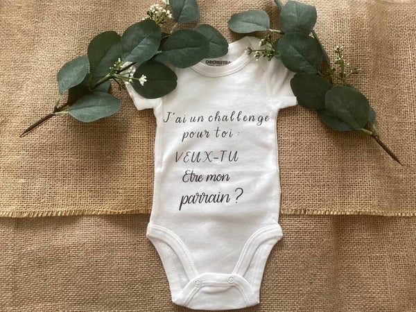 Body personnalisé "J'ai un challenge pour toi : Veux-tu être mon parrain"