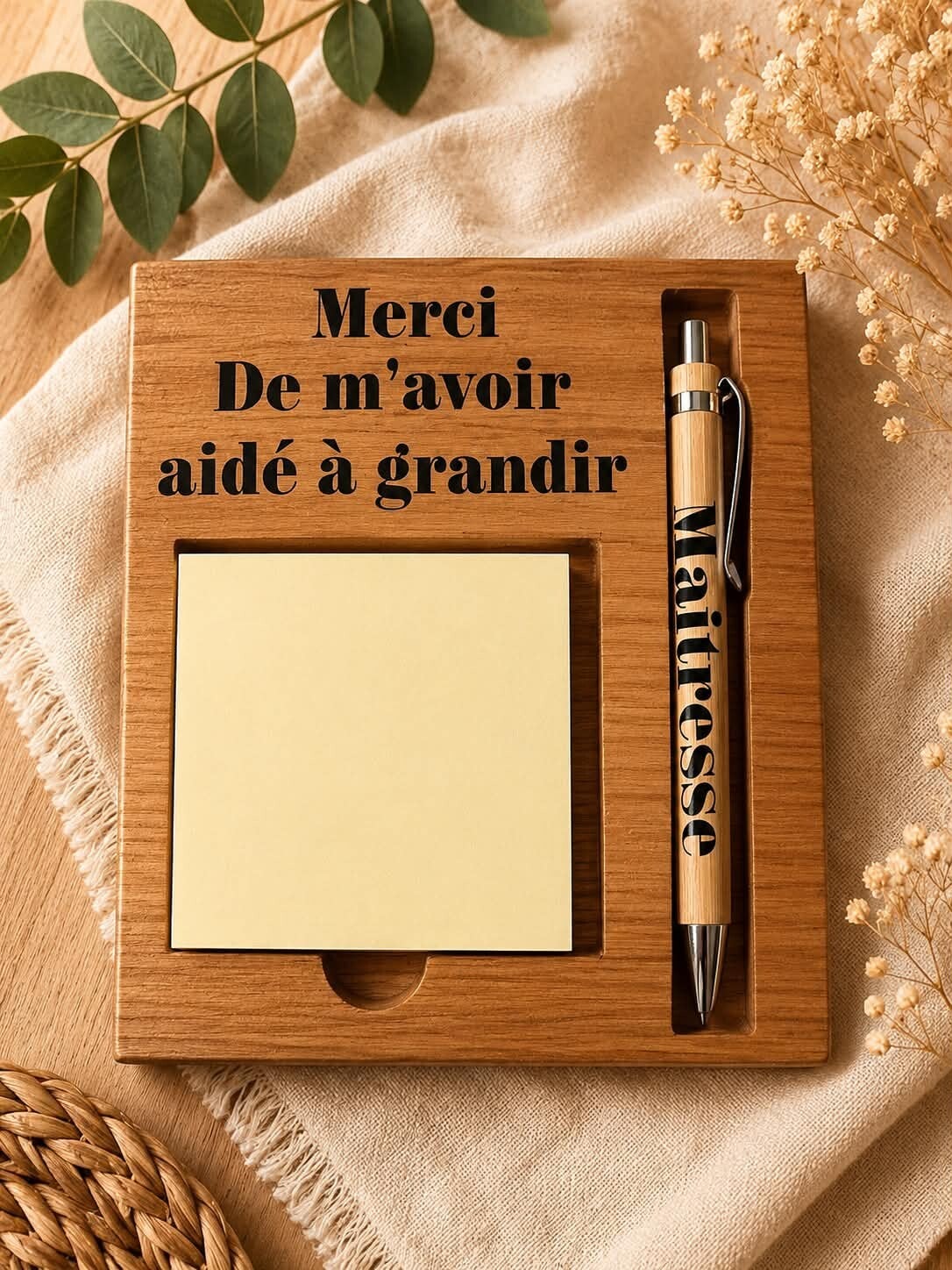 Porte post-it « merci de m’avoir aidé à grandir » maîtresse