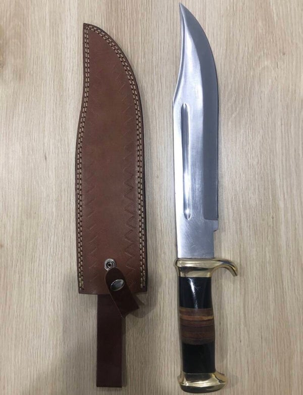 17”Crocodile Dundee Bowie Hunting Fixed Blade Knife High polish 12”Chrome blade