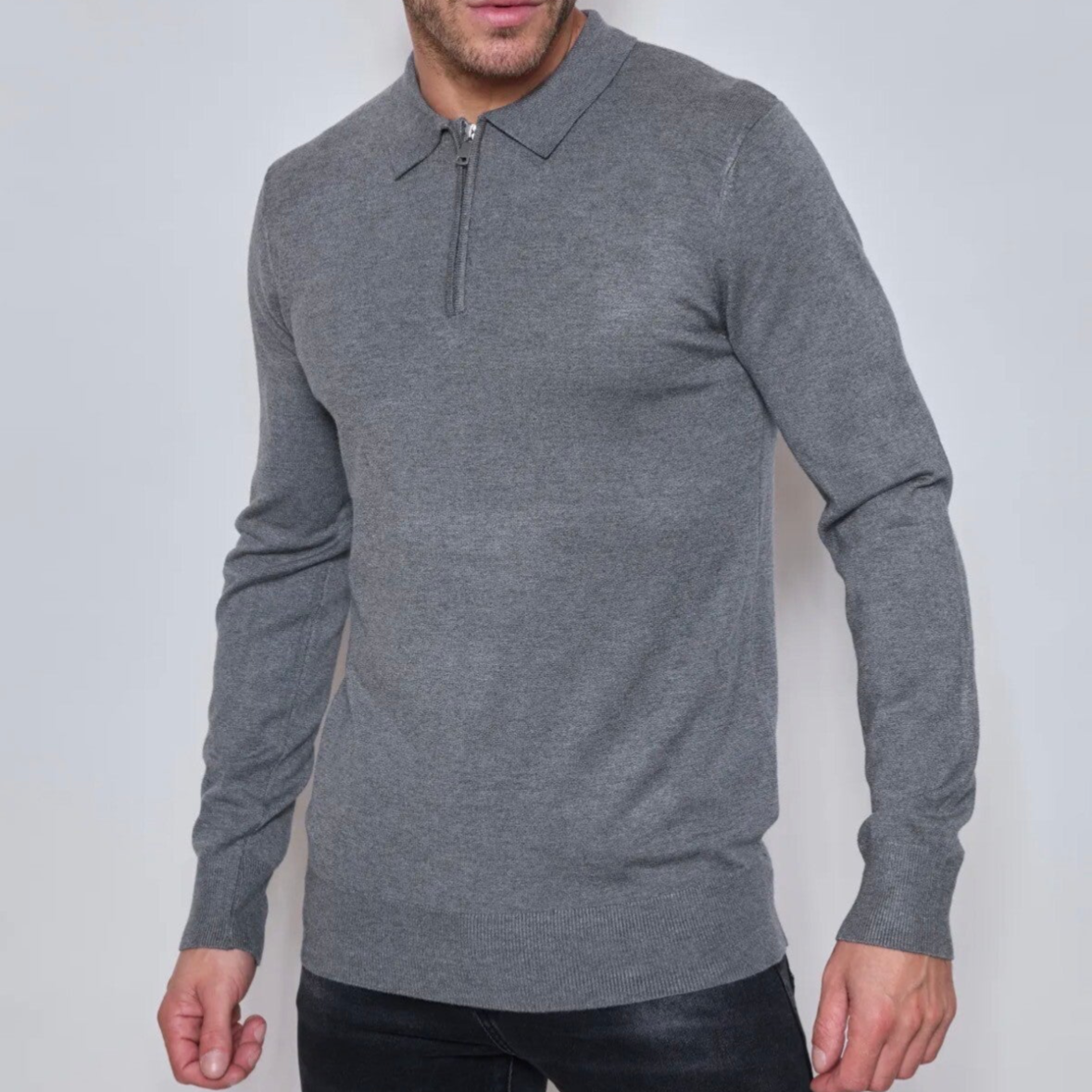 Knitted polo grey