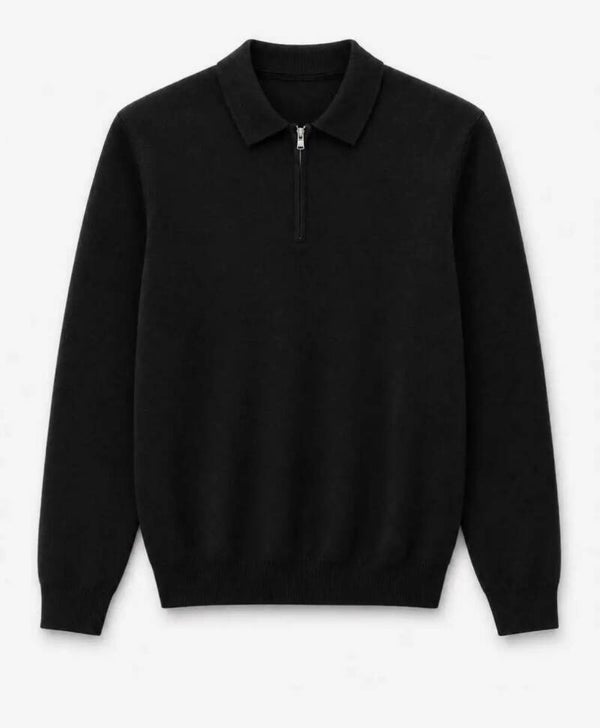 Long zip polo black