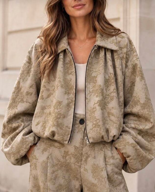 printed jacket beige