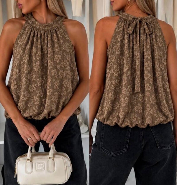 floral top brown