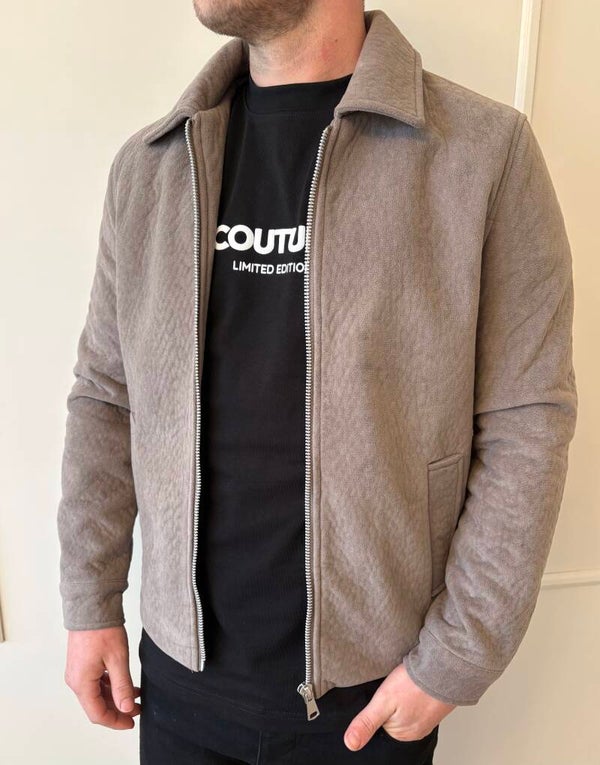 Suede look jacket taupe