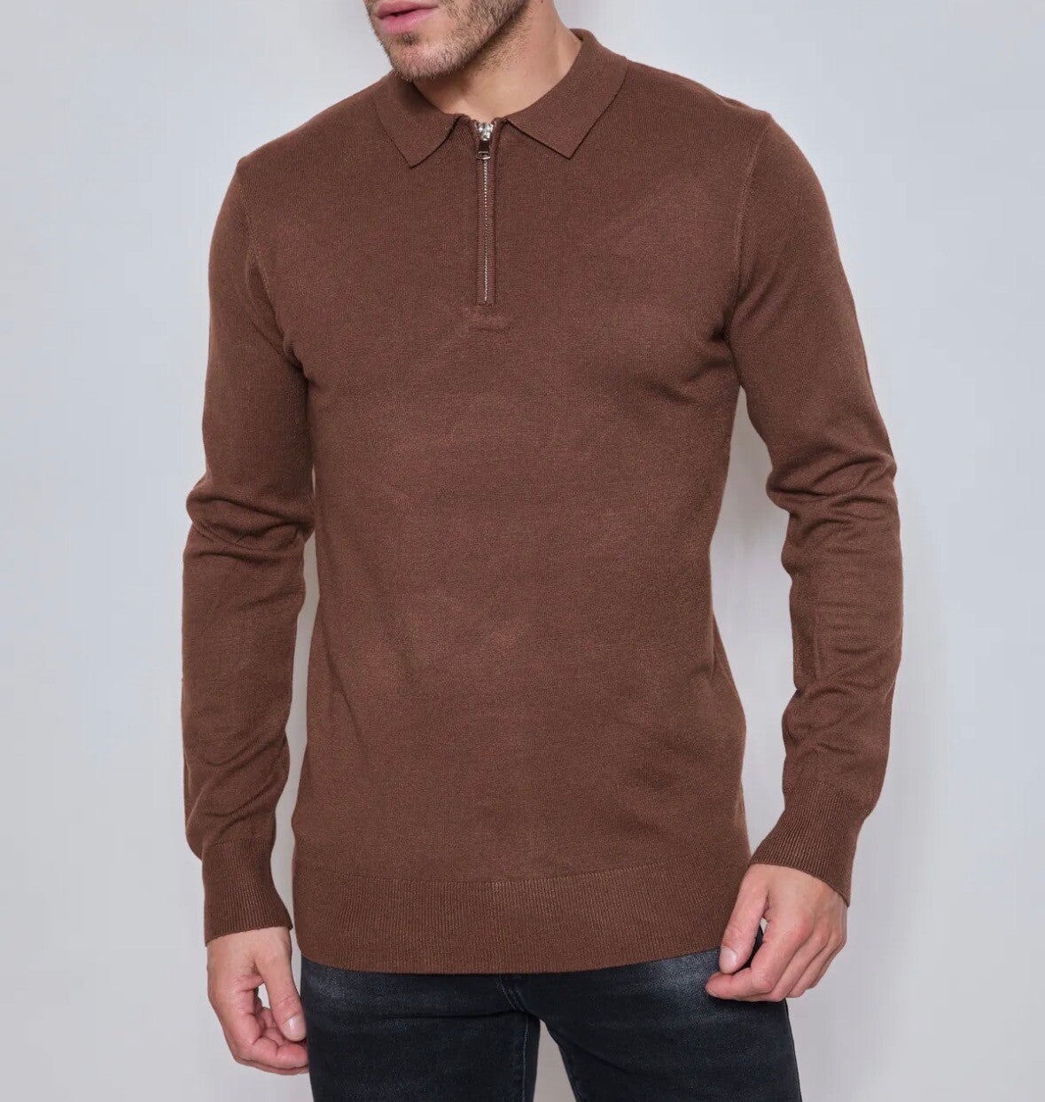 Knitted polo brown
