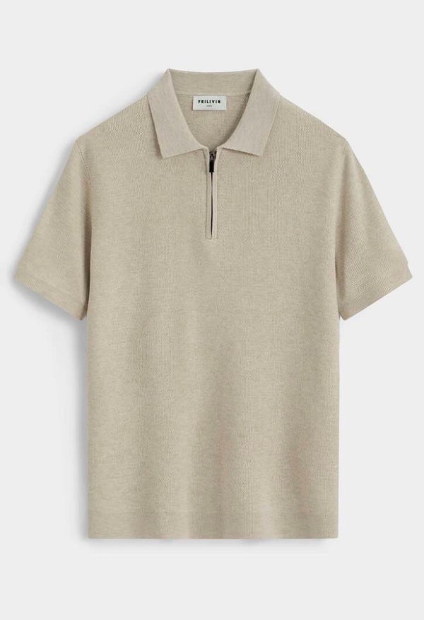 Zip up polo beige
