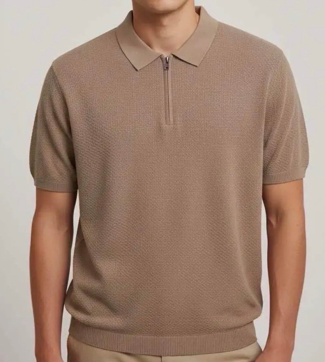 Polo beige rits