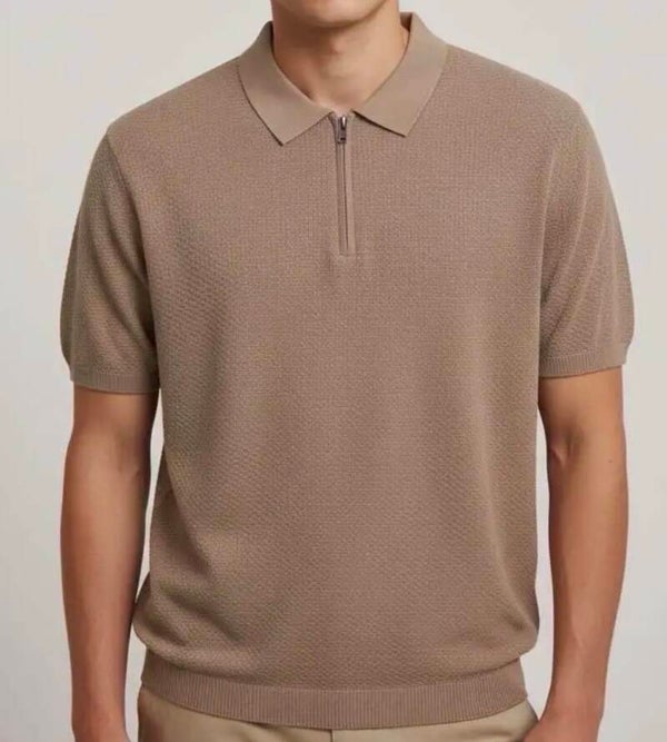 Polo beige rits