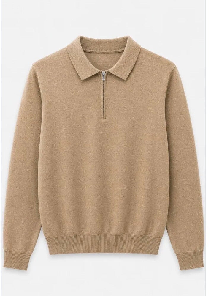 sweater zip camel