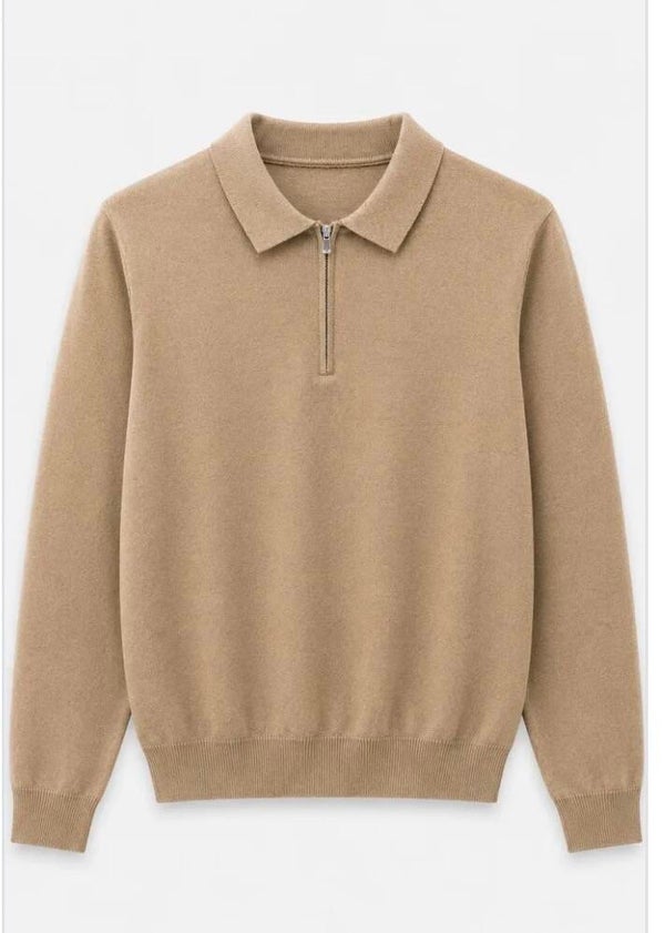 sweater zip camel