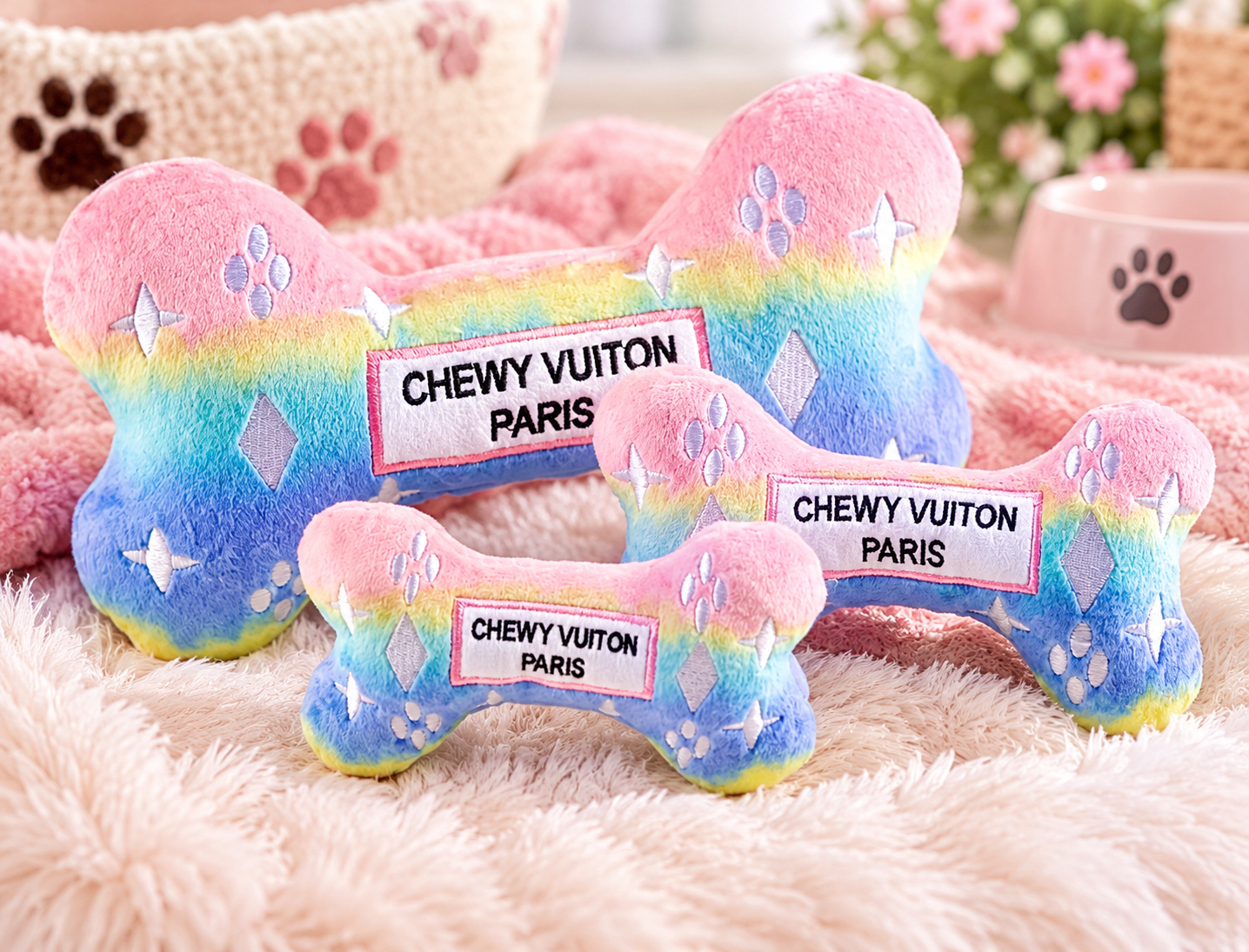 Chewy Vuiton Paris Pink Bone Small