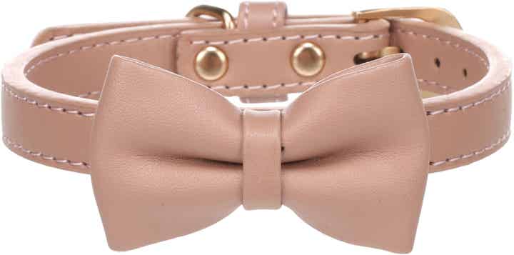 Hondenhalsband Nela met strik mokka 29-35 cm x 15 mm