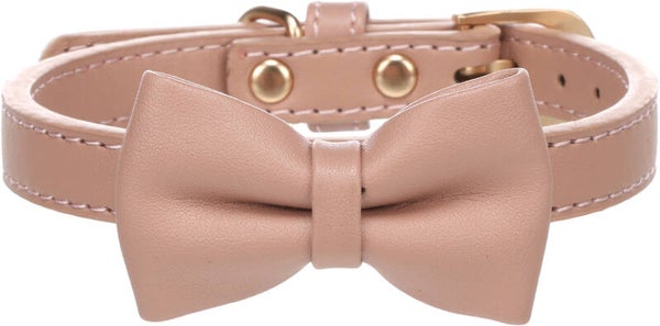 Hondenhalsband Nela met strik mokka 24-30 cm x 15 mm