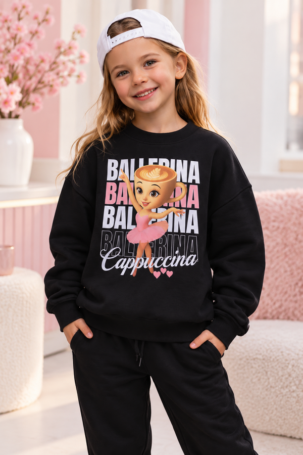 Meisjes Sweater Ballerina Cappuccina – Zwart ☕🎀