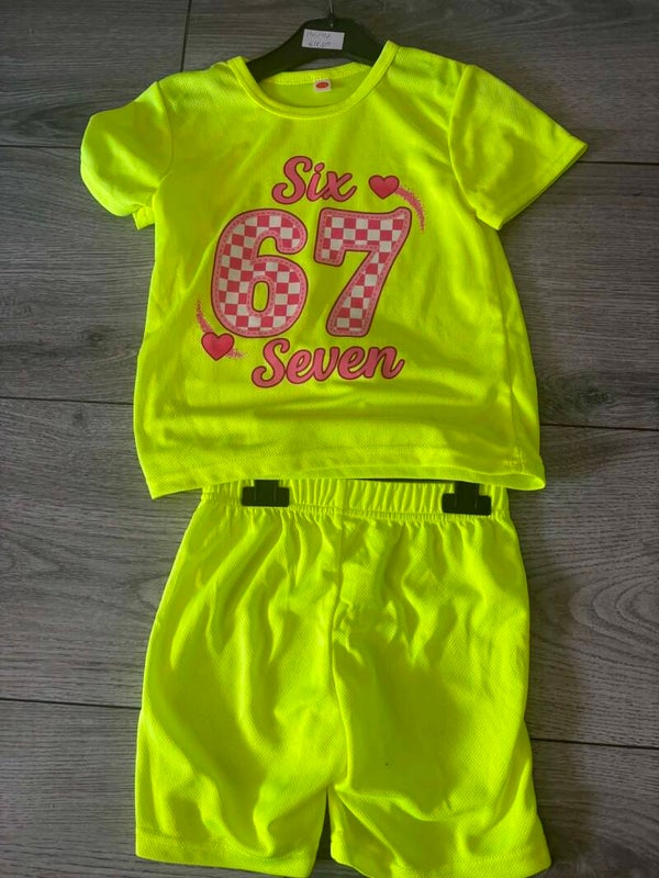 Neon gele six seven set