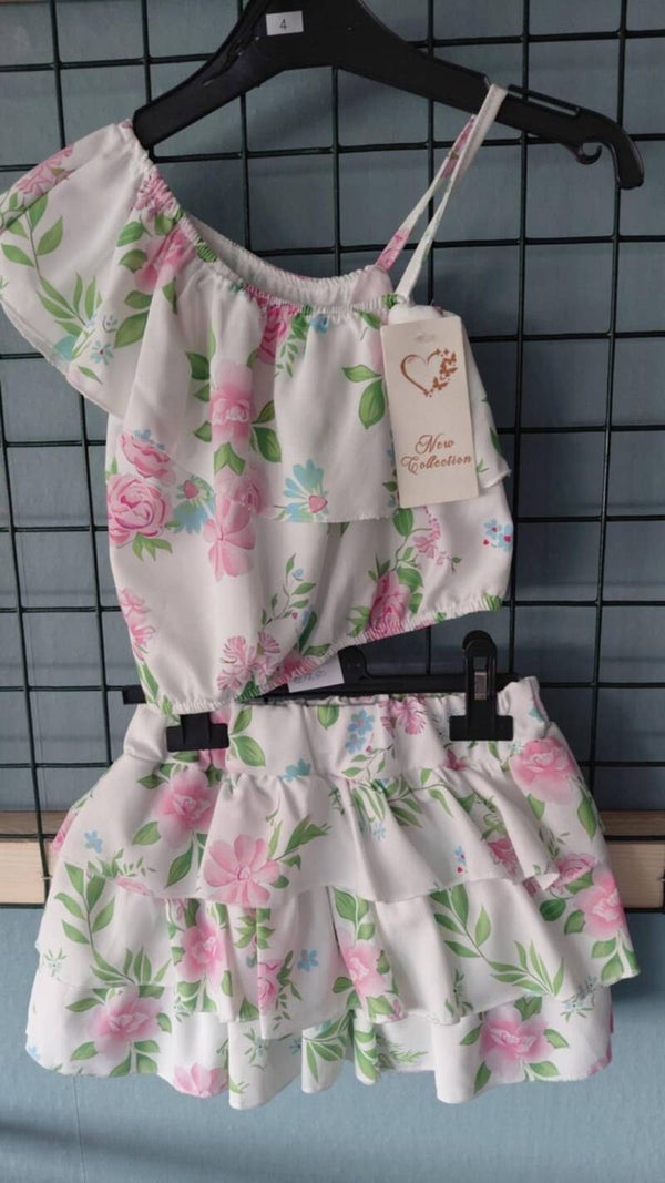 Roze met wit  bloem set