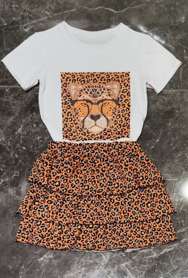 Oranje panter setje voor meisjes