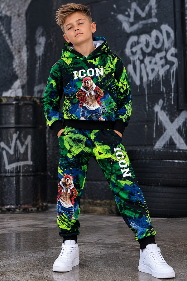 ICON jongens set – Neon groen, blauw & zwart