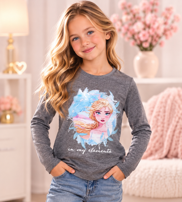 Disney Frozen Meisjes Longsleeve Elsa – Grijs 💙