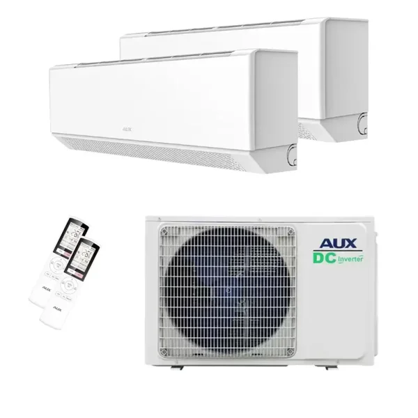 Aux Duo-Split 5.0kW Buitenunit met 2x 2.5kW Binnenunits " ONYX C-Serie Deluxe " A++ R32 - COOL&HEAT + WiFi