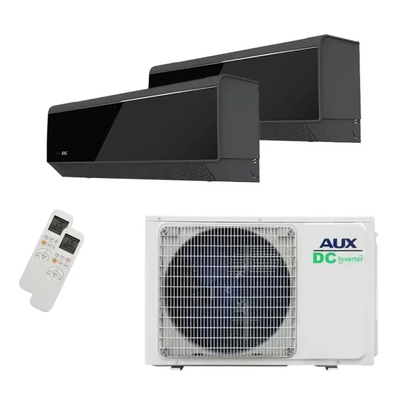 Aux Duo-Split 5.3kW Buitenunit met 1x 2.5kW & 1x 3.5kW Binnenunits “C-Serie Premium Onyx Black” A++ R32 – COOL&HEAT + WiFi
