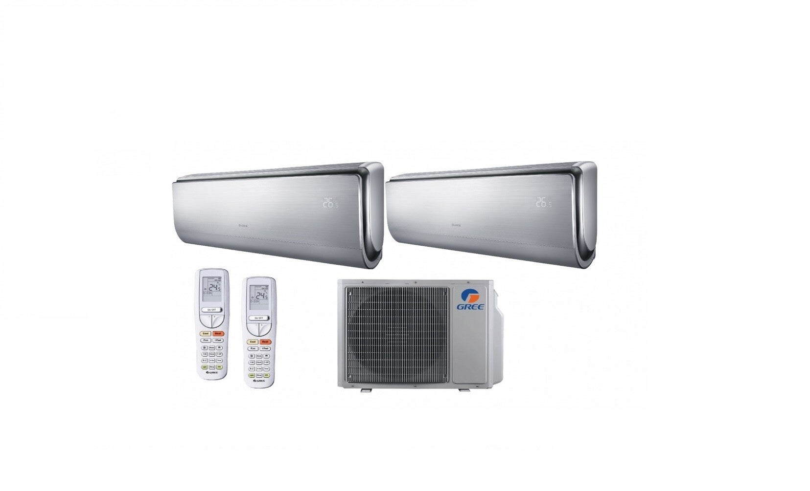 Gree Duo-Split 5.0kW/18000Btu Buitenunit + 2x 3.5 kW U-CROWN Premium Design Binnenunit R32 + WiFi
