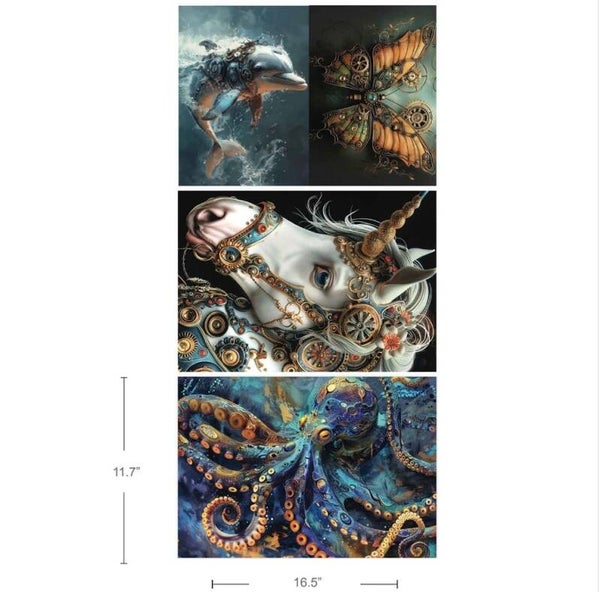 Decoupage papier - Redesign Decoupage Fiber Paper set A3 - Royal Blues