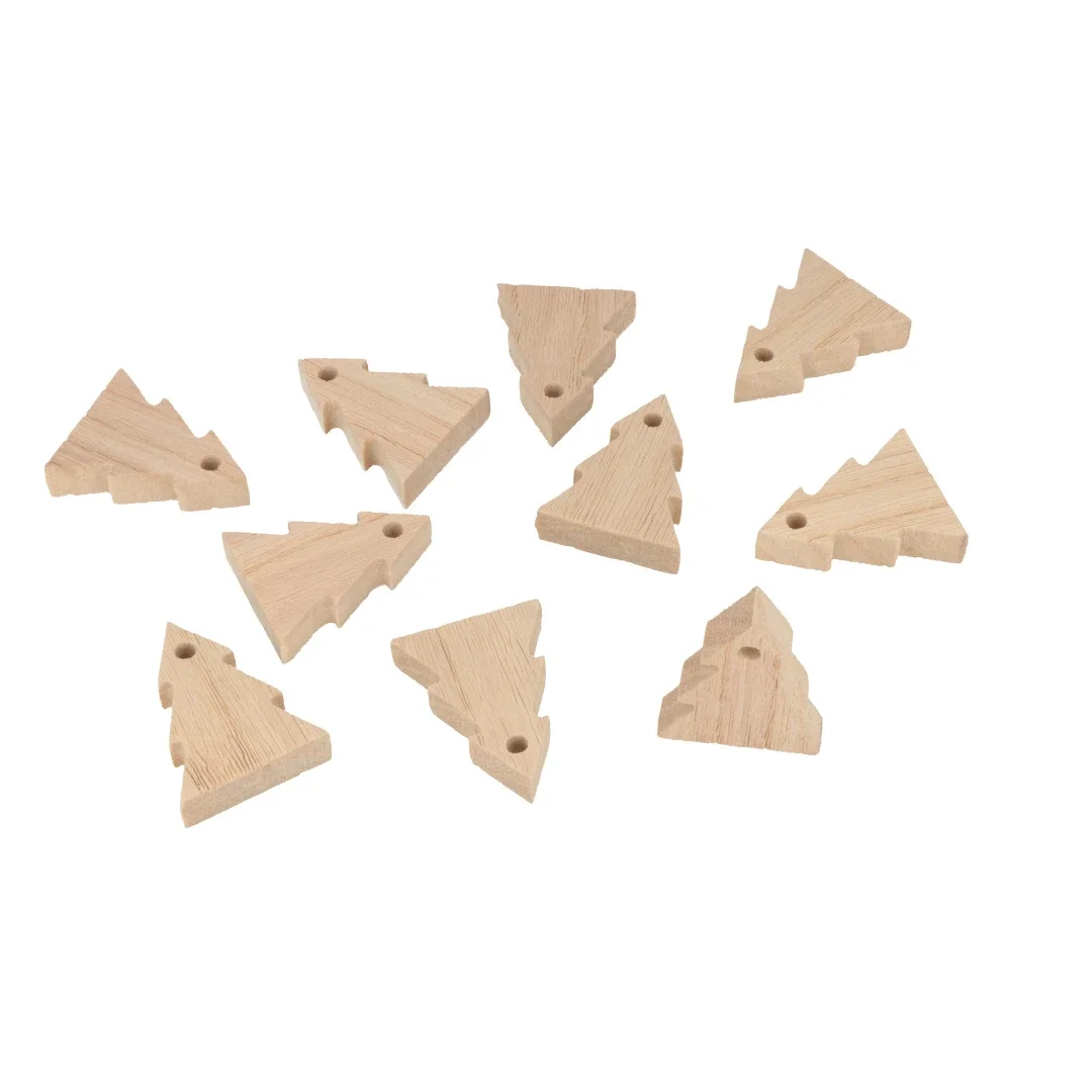 DIY Houten - Garland – 10 Houten Dennenbomen