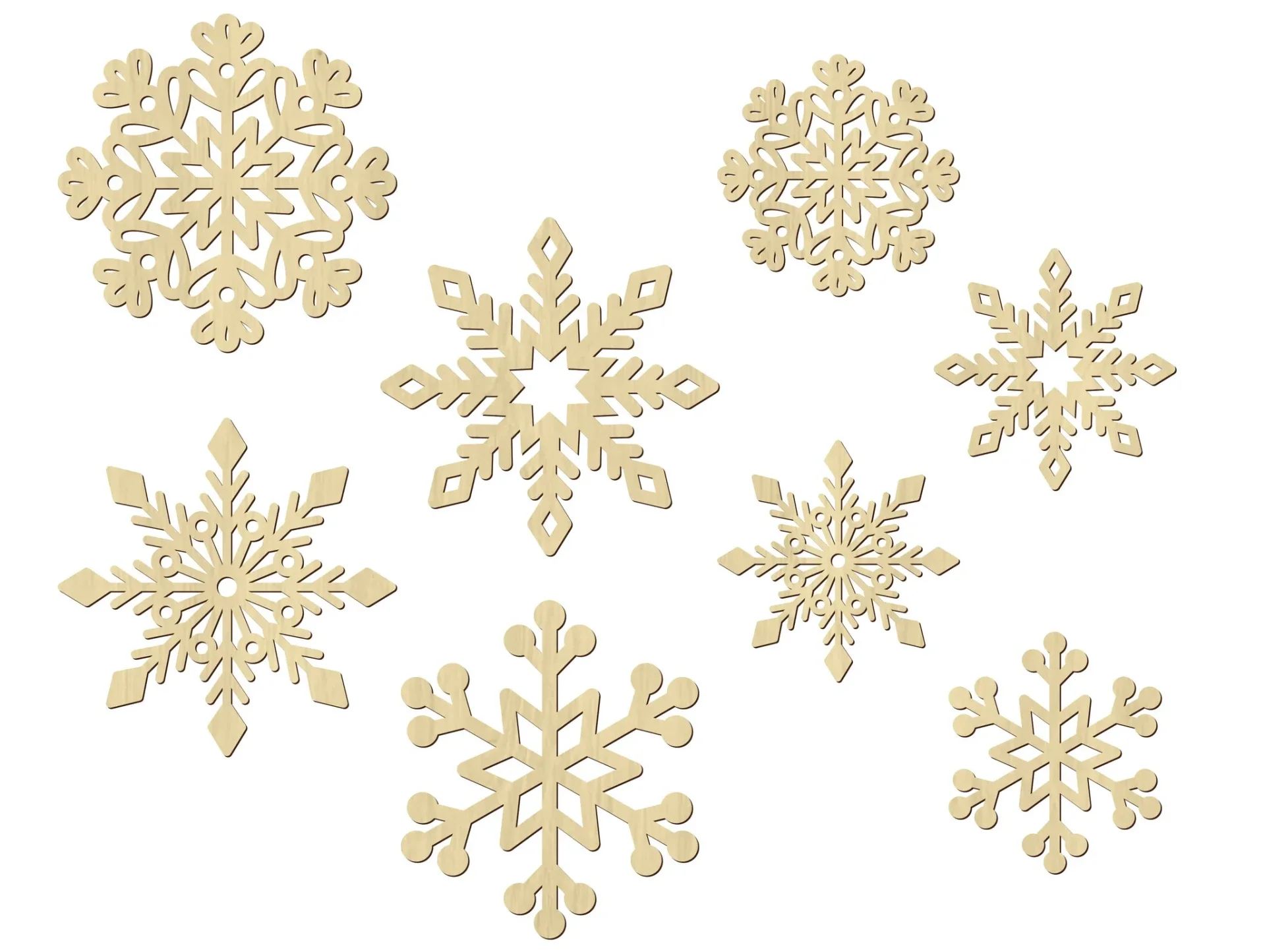 DIY Houten - Sneeuwkristallen (Set van 8)