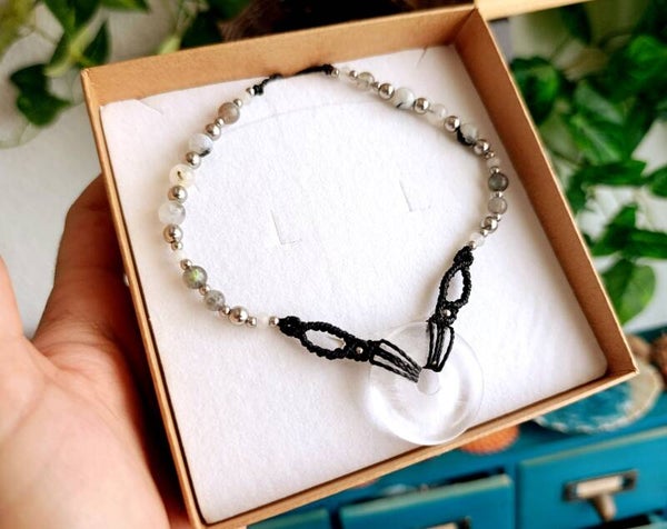 ✨Pedido personalizado Vero. Gargantilla Vida con Cuarzo, Piedra Luna y Labradoritas.