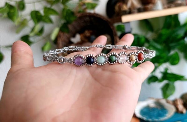 ✨Pedido personalizado Vero. Tobillera a medida 7 chakras
