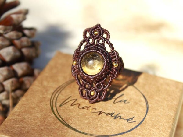Anillo micro macramé con Citrino.