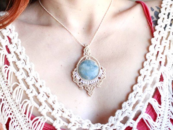 Pedido personalizado Esther✨ Colgante de macramé con Ónix Cielo.