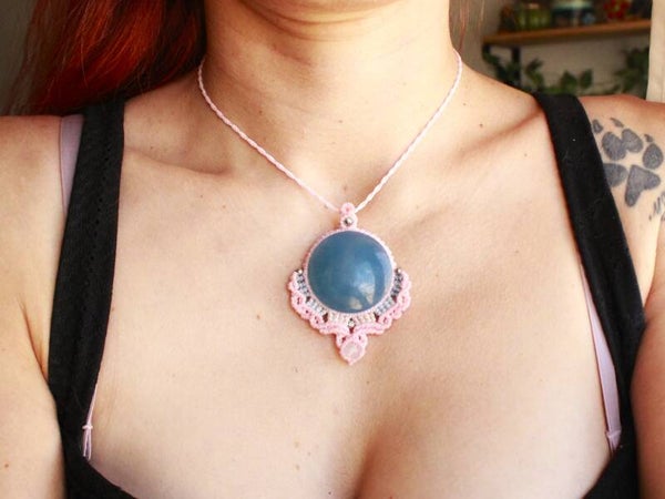 ✨Pedido personalizado Ángela. Gran colgante Venus con Ónix cielo y Piedra Luna.
