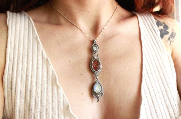Pedido personalizado Nerea✨ Piedra Luna arcoíris y Sunstone
