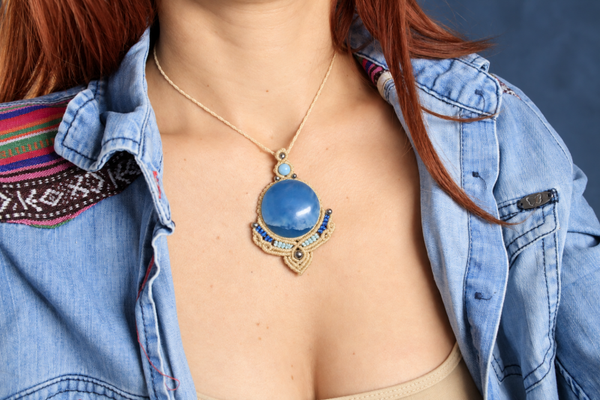 🌈 Gran colgante Venus con Ónix cielo y Calcedonia.